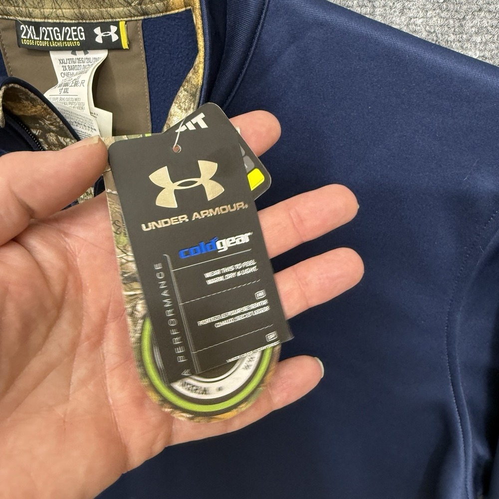Under Armour Pullover 1/4 Zip Realtree blue long sleeve Men's size 2XL coldgear - Picture 3 of 10